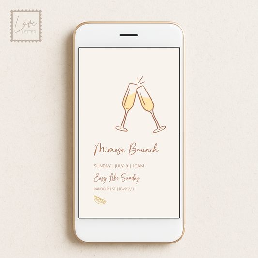 Mimosa Brunch Invite Text-Friendly